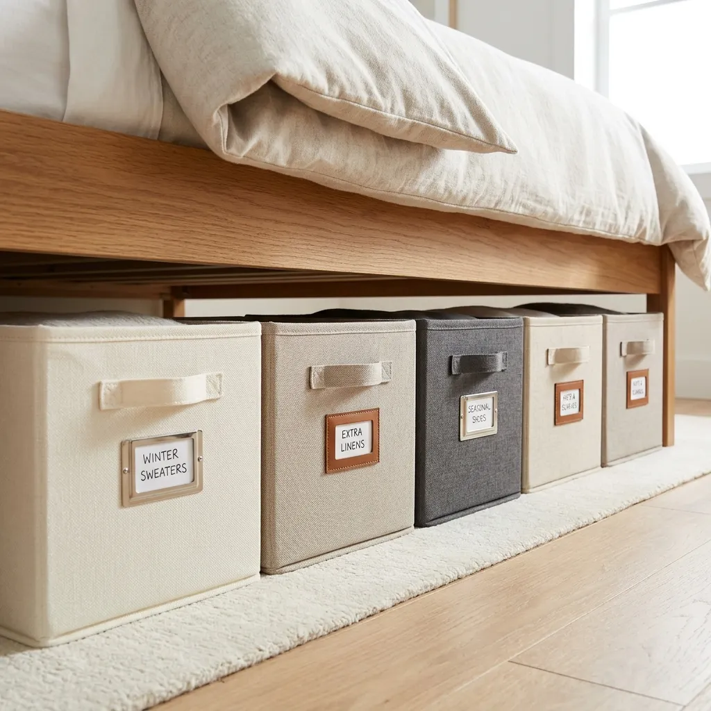 Structured Fabric Bins with Label Slots