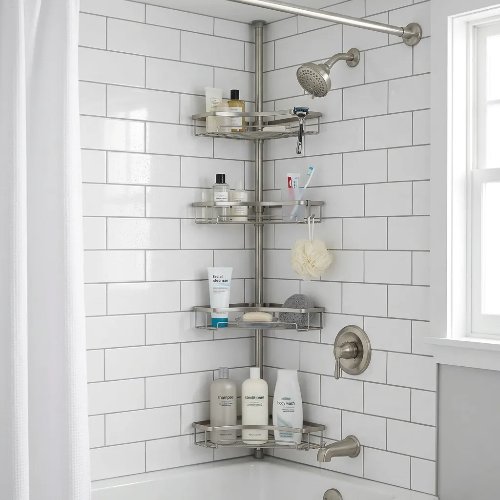 Tension Rod Corner Shower Caddies