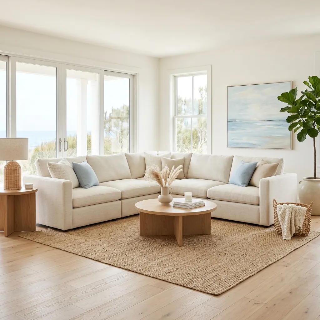 The Minimalist Cream Linen Sectional Trio