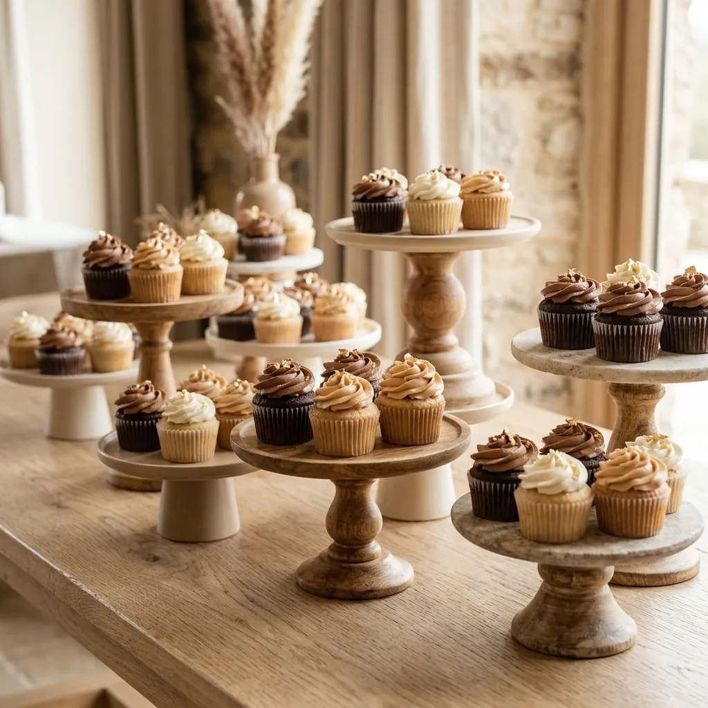Tiered Cupcake Pedestals in Warm Neutrals