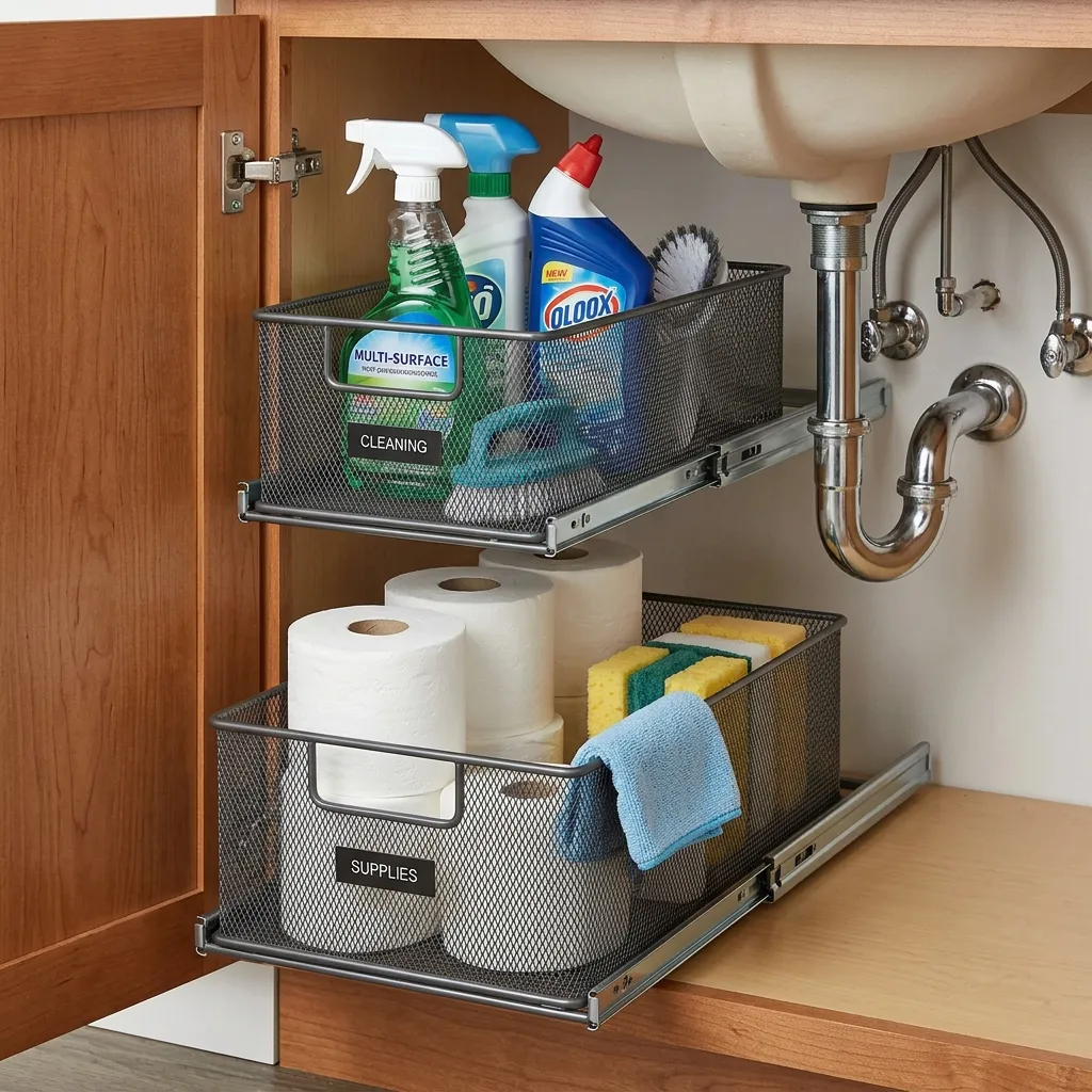 Two-Tier Sliding Mesh Baskets