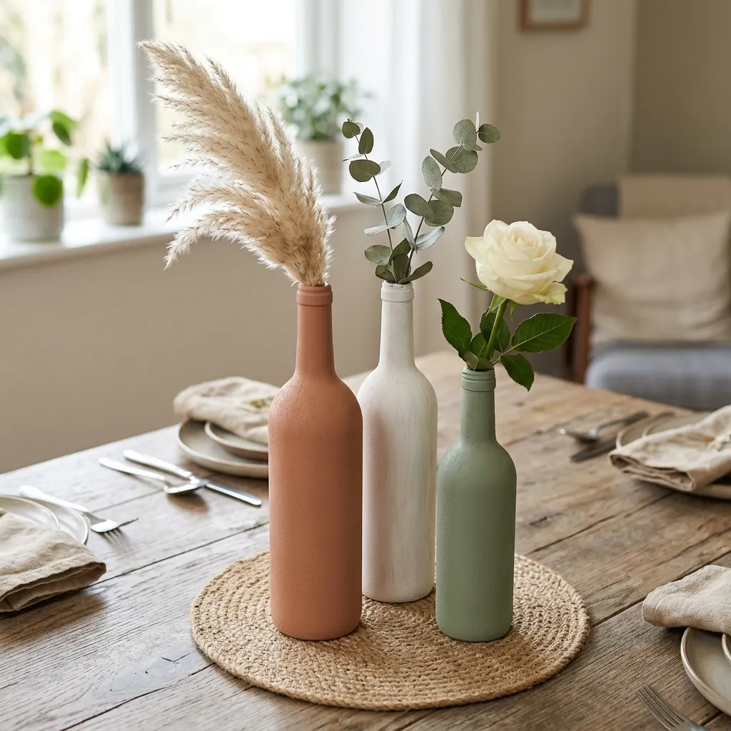 Upcycled Wine Bottle Flower Vases