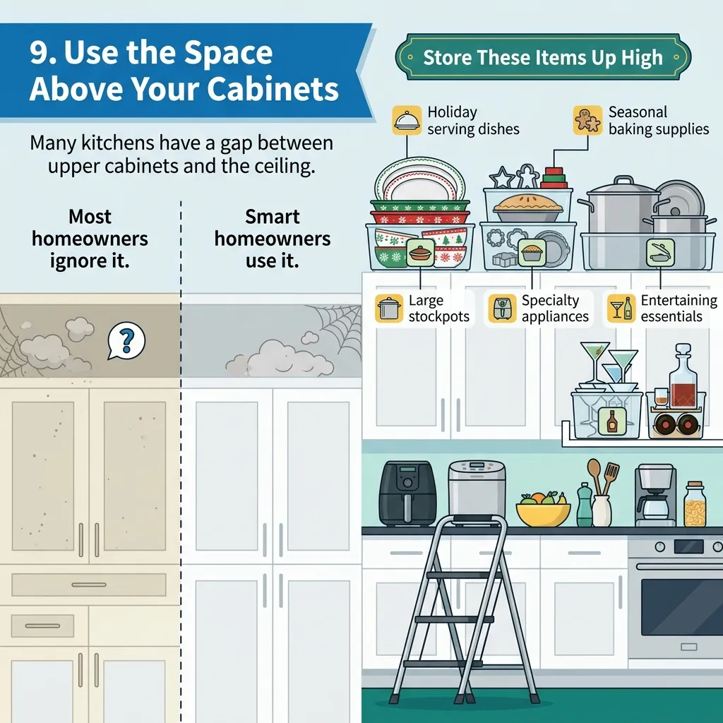 Use the Space Above Your Cabinets