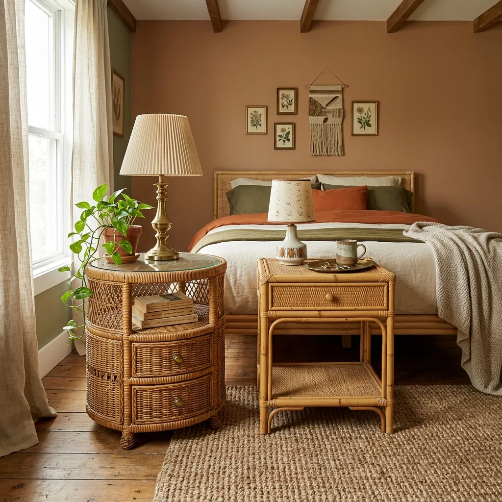. Vintage Wicker Nightstands