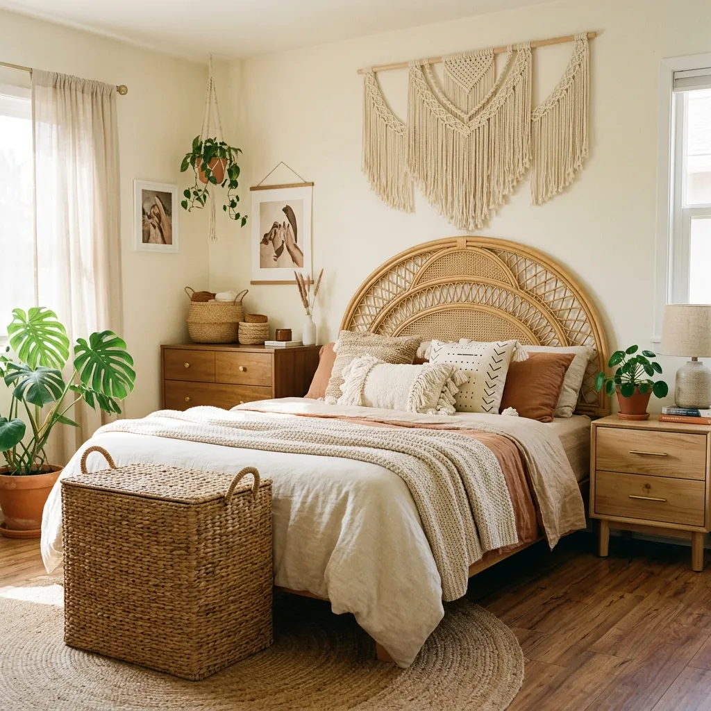 Woven Rattan and Boho Textures