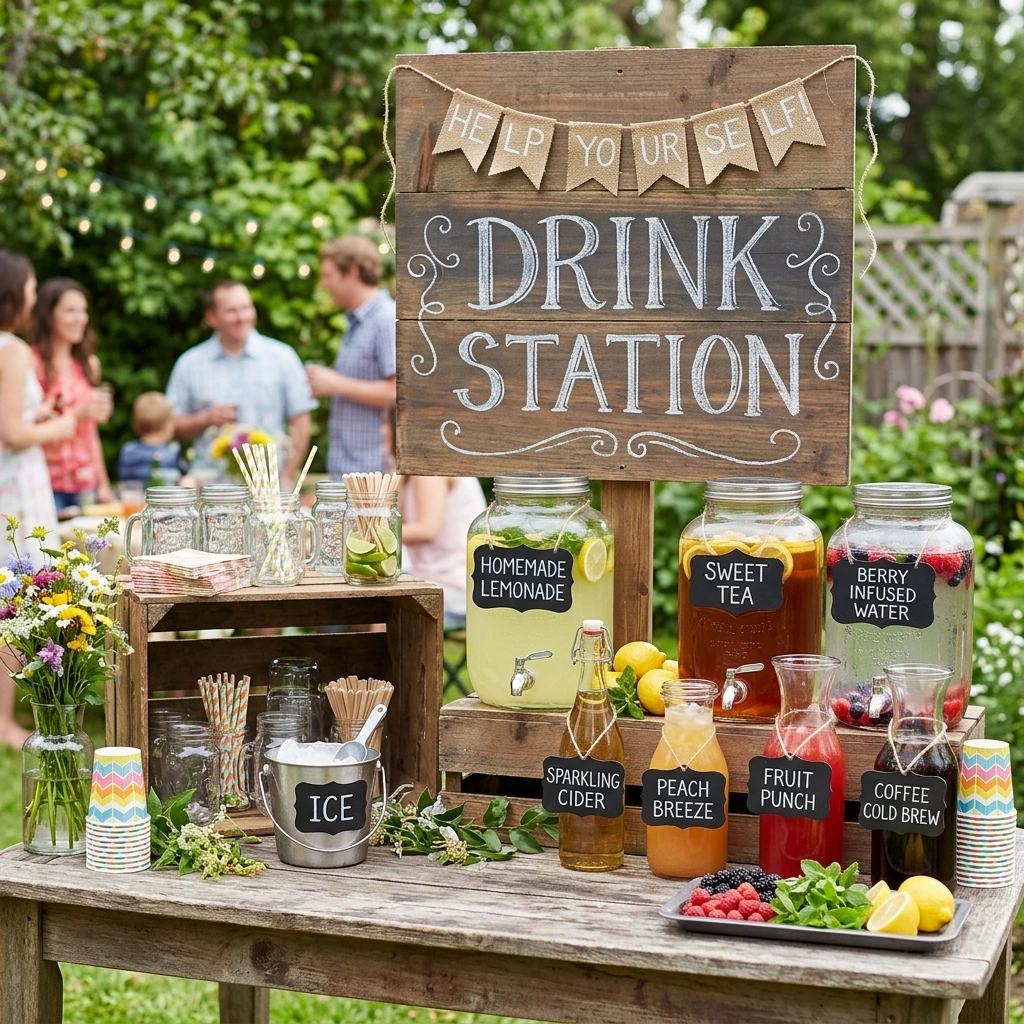 A DIY Drink Station with Chalkboard Labels