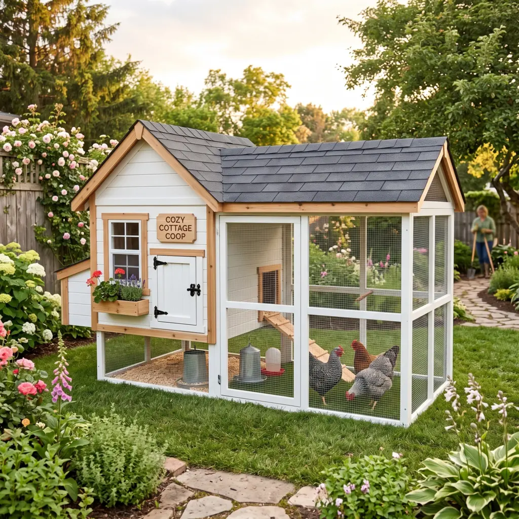 The Cozy Cottage Coop with Built-In Run