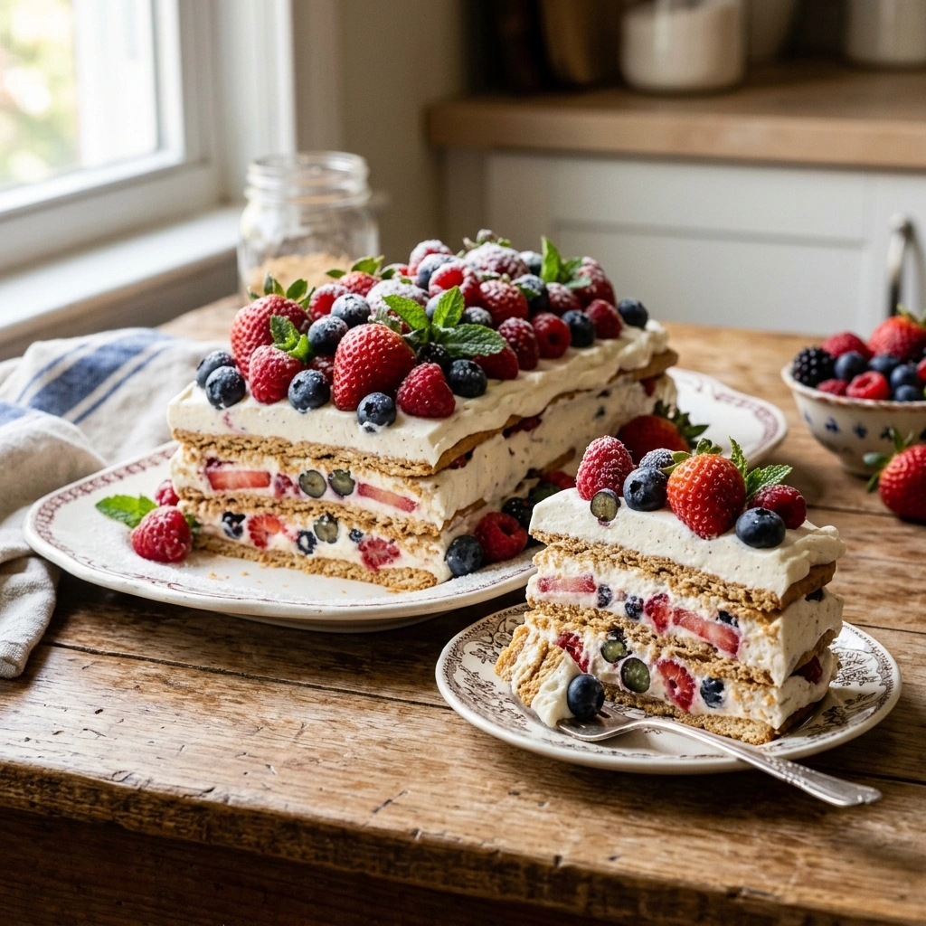 Overnight Berry Icebox Cake