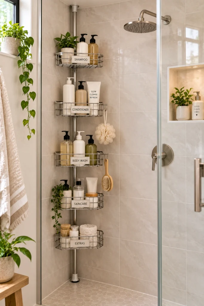 Tension Rod Shower Organizer